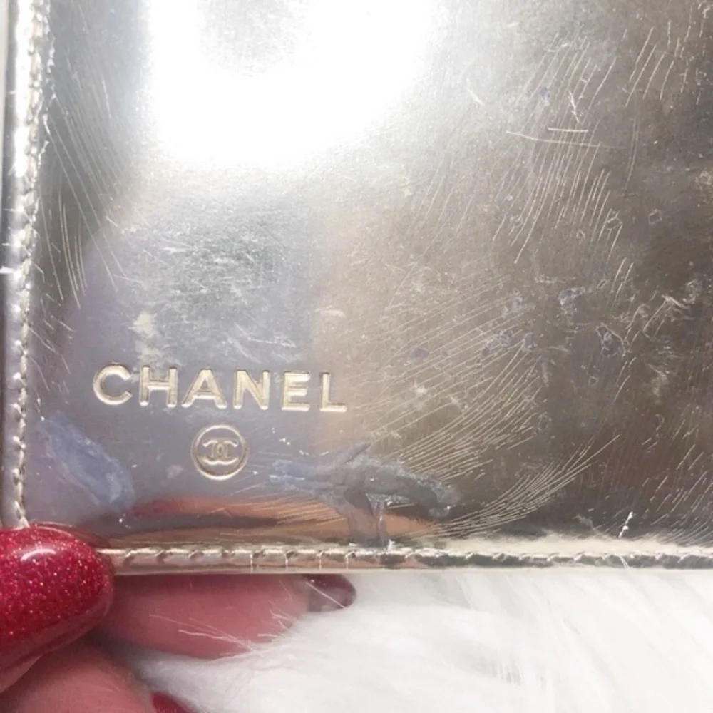 Chanel Silver Metallic Paten Leather Wall…